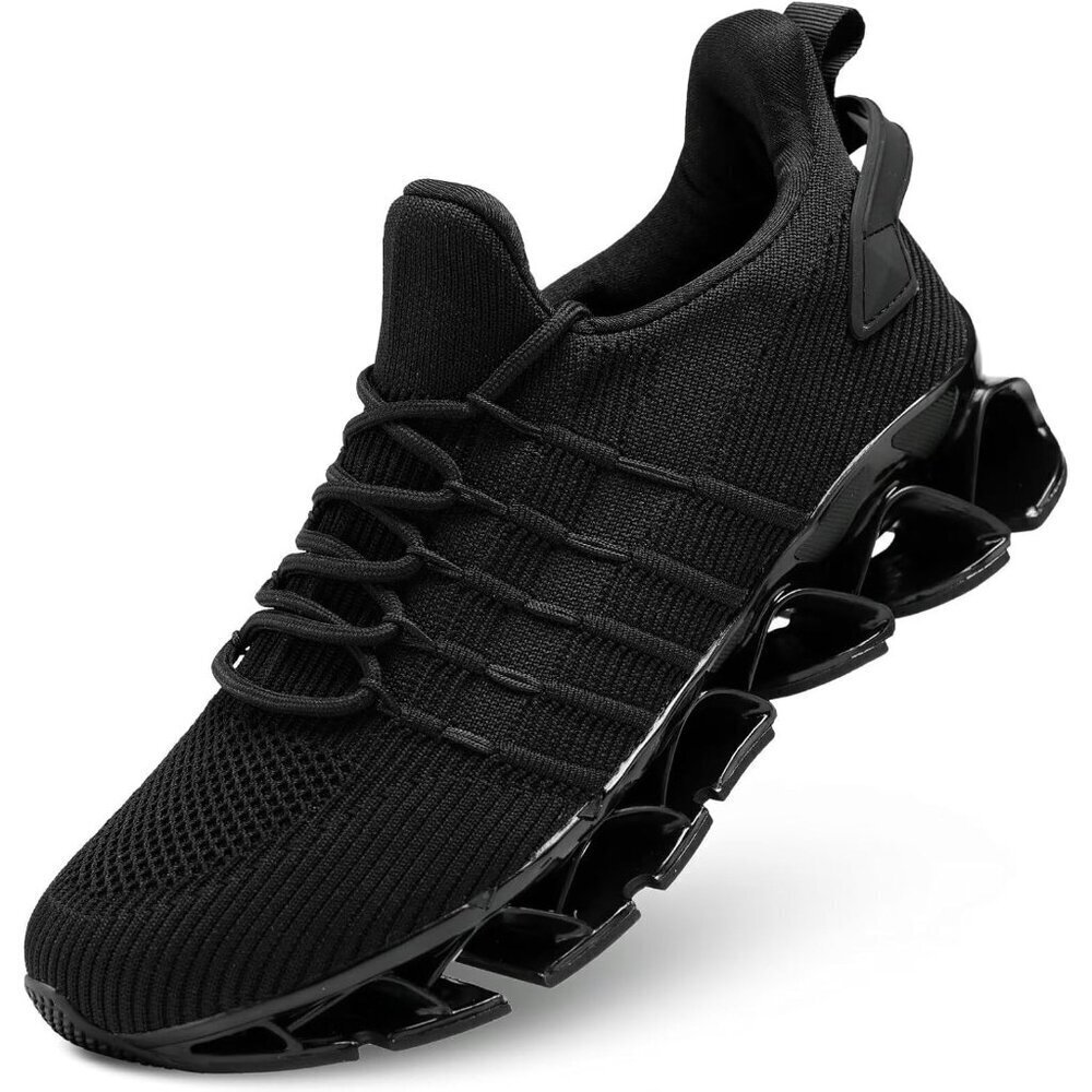 Men's Running Shoes Mesh Breathable Runners Sport Walking Sneakers All Black